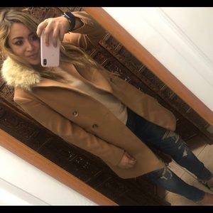 Topshop Camel Coat Neutral Brown